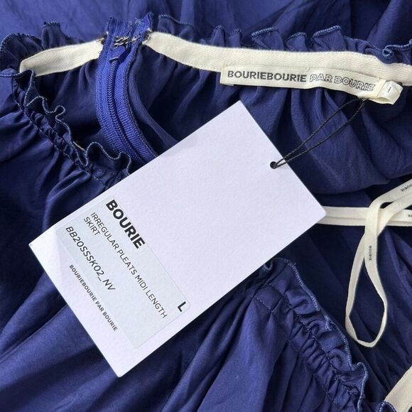NWT BOURIE Runway Cobalt Blue Plisse Midi Skirt With Pockets US Sz M / Korean L - Picture 4 of 14